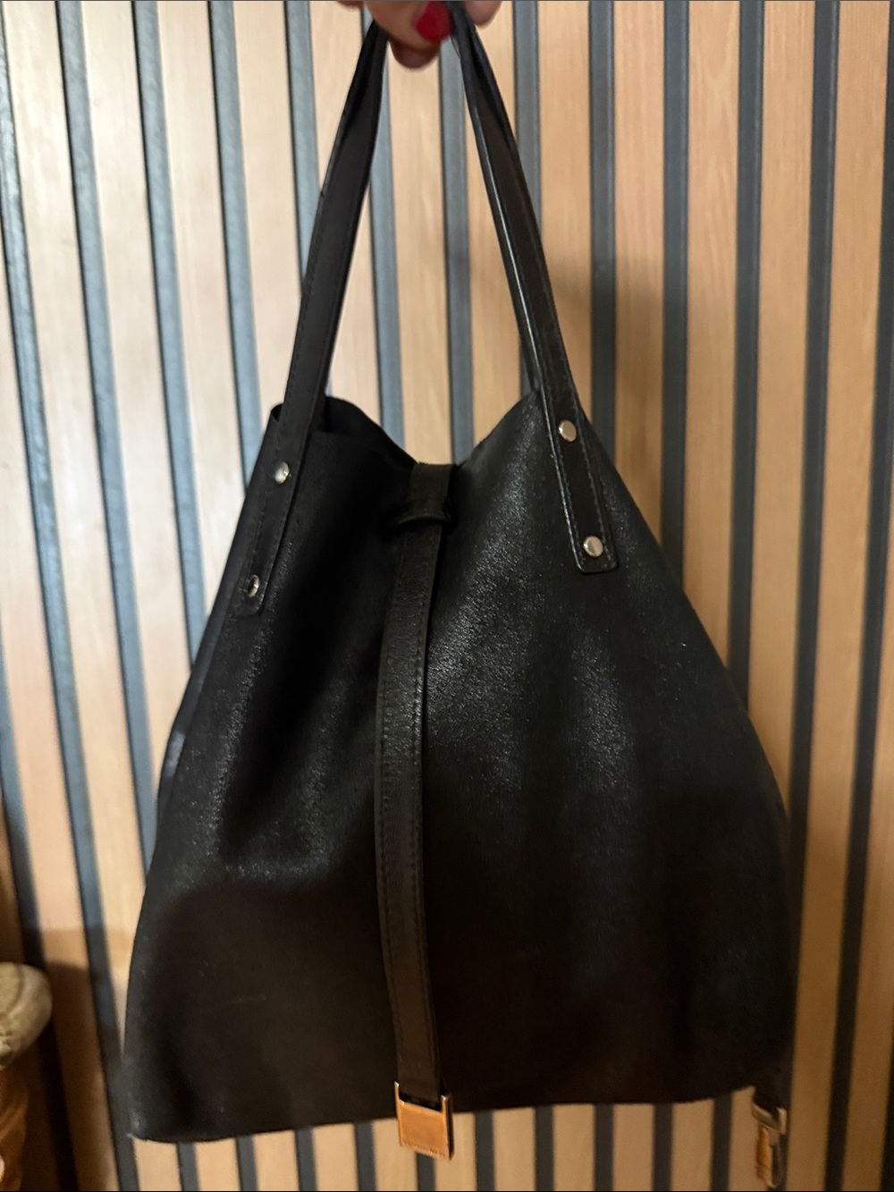 Tiffany & Co. Black Leather Tote with Detachable Strap
